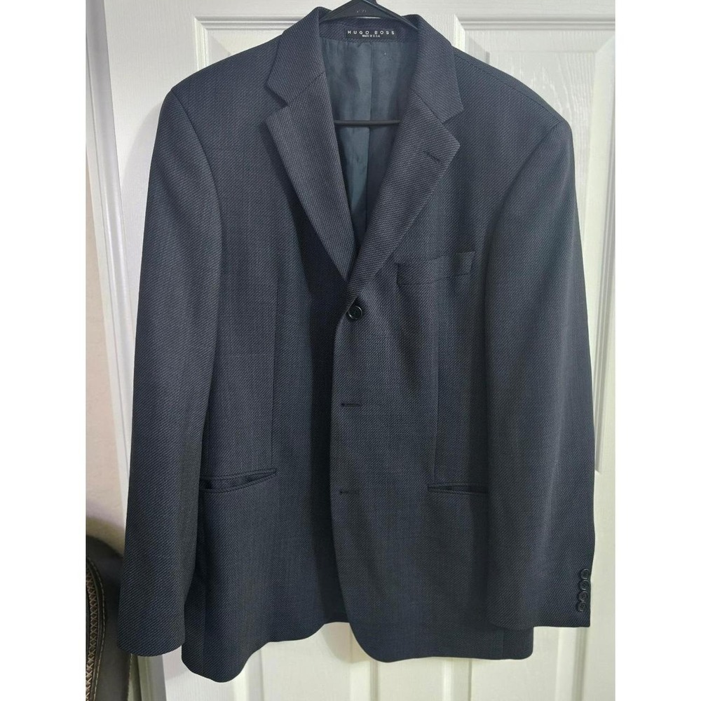 Vintage BOSS Hugo Boss Einstein US Charcoal Woven Wool Blazer 40R Made in USA